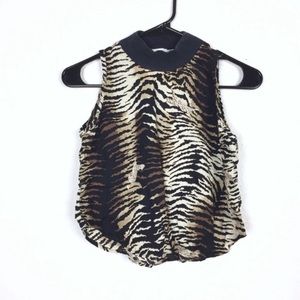 Vintage Erica Simone high neck animal print top size small retro